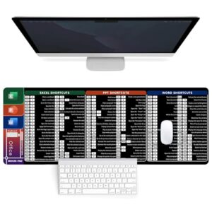 Excel Shortcuts Mouse Mat 31.5" X 11.8" Large Extended Mouse Pad Desk Pad
