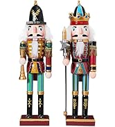 2pc Christmas Nutcracker Soldier 30cm Wooden Nutcracker Christmas Decorations for Fireplace - 2 P...