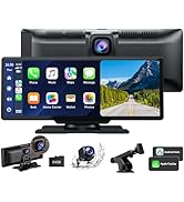 HOTPEAK 9'' Carplay Screen for Car with 2.5K Dash Cam,1080p Backup Camera, Portable Wireless CarP...