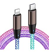 USB C Charger Cable 180°Rotating 6.6FT/2M Long USB Type C Fast Charging Cable Light Up Lead USB A...