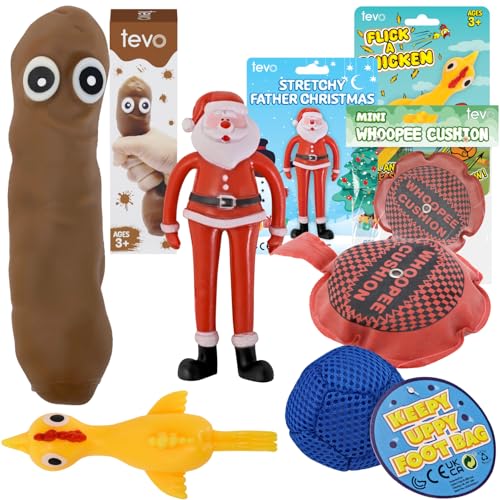 Tevo Stocking Fillers For Boys Bundle - 5 Fun Novelty Toys For Kids Age 5 - 10 - Squishy Poop Stretchy Poo