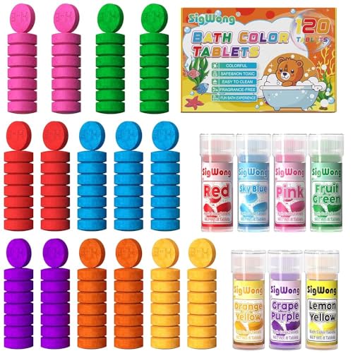 Bath Colour Tablets for Kids - 120 Count Food Grade Ingredients Kids Bath Bombs