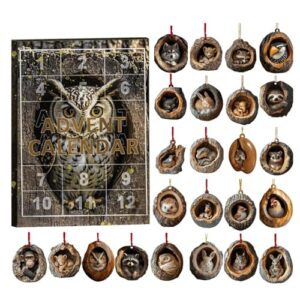 Animal Advent Calendars 2024 | Tree Hole Animal Ornaments Countdown Calendar 2024 | Animal Ornament Advent Calendars | 2D Woodlands Christmas Tree Pendants Ornaments for Animal Lovers