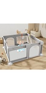 Glostravier Playpen for Baby and Toddlers, Sturdy Play Pen with Anti-Collision Foam and Soft Brea...