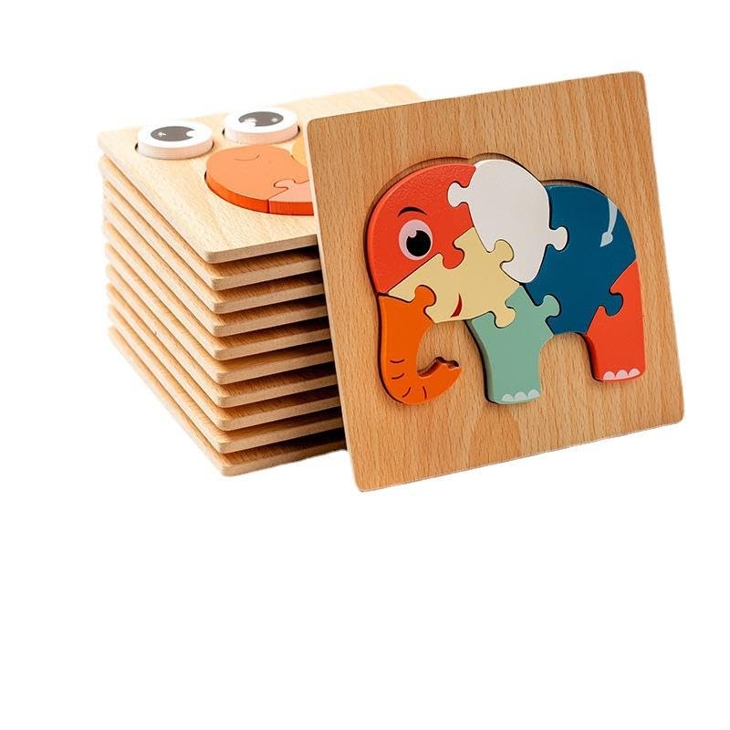 Geniusaur Animals Shape Wooden Jigsaw Puzzles for Toddlers and Kids Preschool Learning Educational Puzzles 2 Year