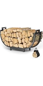 Mutool Metal Firewood Rack, Firewood Log Holder Wood Storage Stacking Shelf for Indoor/Outdoor