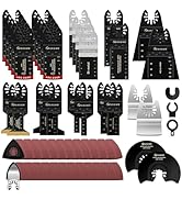 MaxAwe 155 PCS Multitool Bla-des, Titanium Oscillating Saw Bla-des Set Quick Release Multi-tool A...