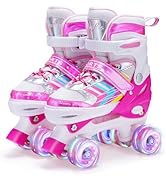 Adjustable Roller Skates for Girls, 4 Size Adjustable Skates with All Illuminating Wheels of Shin...
