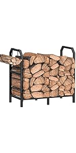 Mutool 25.6 Inch Metal Firewood Rack, Firewood Log Holder Indoor/Outdoor, Fireplace Wood Storage ...