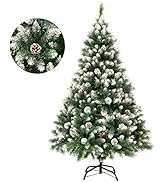 GIGALUMI 120cm/4ft Fold-Out Artificial Christmas Tree Retractable Xmas Tree with snow and real pi...