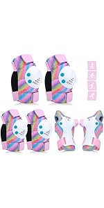 Adjustable Kids Knee Pads Elbow Pads Wrist Guards Set for 3-8 Years Child Protective Gear Set for...