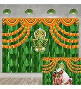 Indian Traditional Backdrop for Photography Diwali Party Decorations 7x5FT Boho Curtain Marigold ...