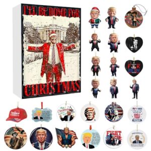 HTU Christmas Advent Calendar 2024 Trump Advent Calendar Xmas Pendants Advent Calendar 24 Day Tree Hanging Decorations Decorative Hanging Pendants Countdown Calenda