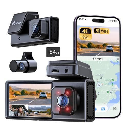 Pelsee P2T 4K 3 Channel Wi-Fi Dash Cam