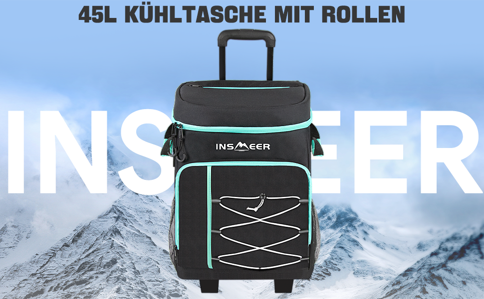 Cool bag large cool bag foldable cool bag with tie rods wheels