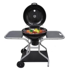 Portable Charcoal Kettle BBQ Grill Outdoor Barbecue Trolley BBQ Heat Smoker Grilling with Two wheels