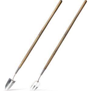 Gardening Stainless Steel Long Handled Garden Fork and Long Handled Gardening Trowel w in 1 Garden Tool Set for all of your gardening needs by Jamieson Brothers