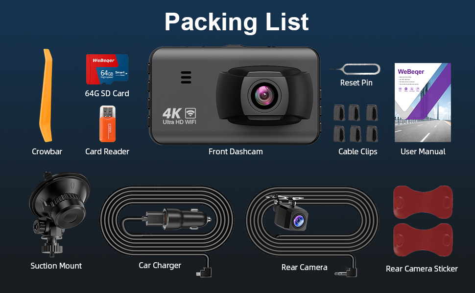 car dash cam front and rear camera