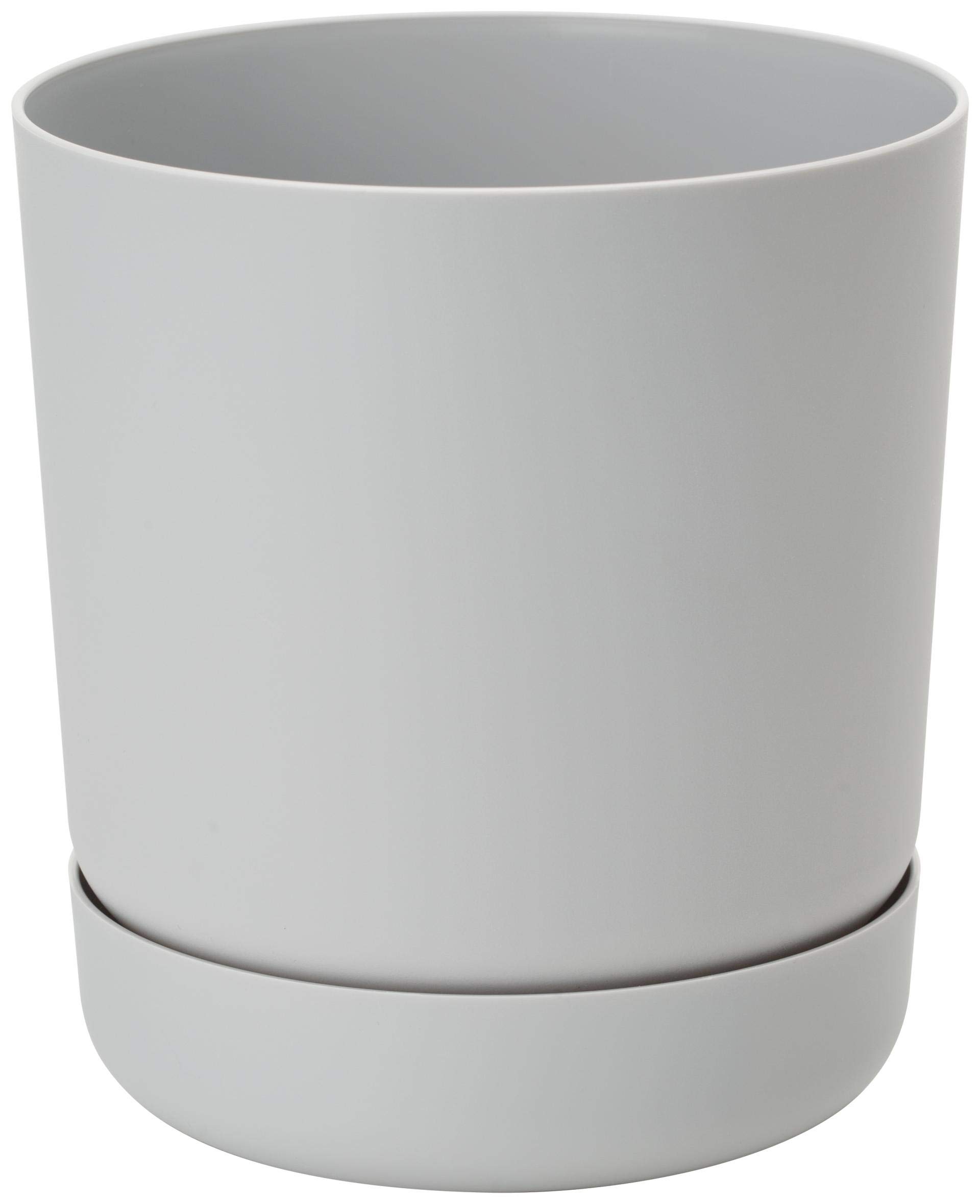 Home Garden Ornaments Classy Grey Plant Pots Indoor 17cm Diameter - Plastic Plant Pot with Integrated Plant Saucer - Flower Pots Outside - Flower Pot with Drainage Holes (Ø17cm