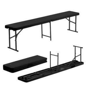 Harbour Housewares Folding Camping Picnic Bench - 180cm (6ft) - Black - 1x Foldable Portable Plastic Outdoor Garden Dining Furniture