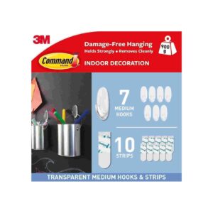 Command Clear Medium Hooks with Clear Strips