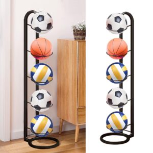 GZCZCC Ball Storage Rack 5 Tiers Ball Storage Garage Basketball Organizer Rack Iron Football Stand Vertical Football Display Stand Removable Football Stand for Basketball Football Volleyball