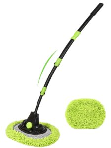 4 Sections 15°Car Wash Brush 51.6” 131cm with Telescopic Aluminum Alloy Long Handle Denser Chenille Microfiber Detail Washing Mop for Exterior Interior Car RV SUV Truck Boat Solar Panel House Clea