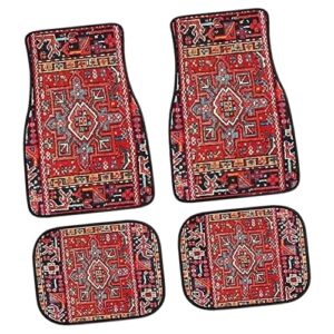 Bohemian Car Mats - 4 Car Mats Front Rear Full Set | Unique Non-Slip Heavy Duty Rugs | Comfortable Boho Car Accessories