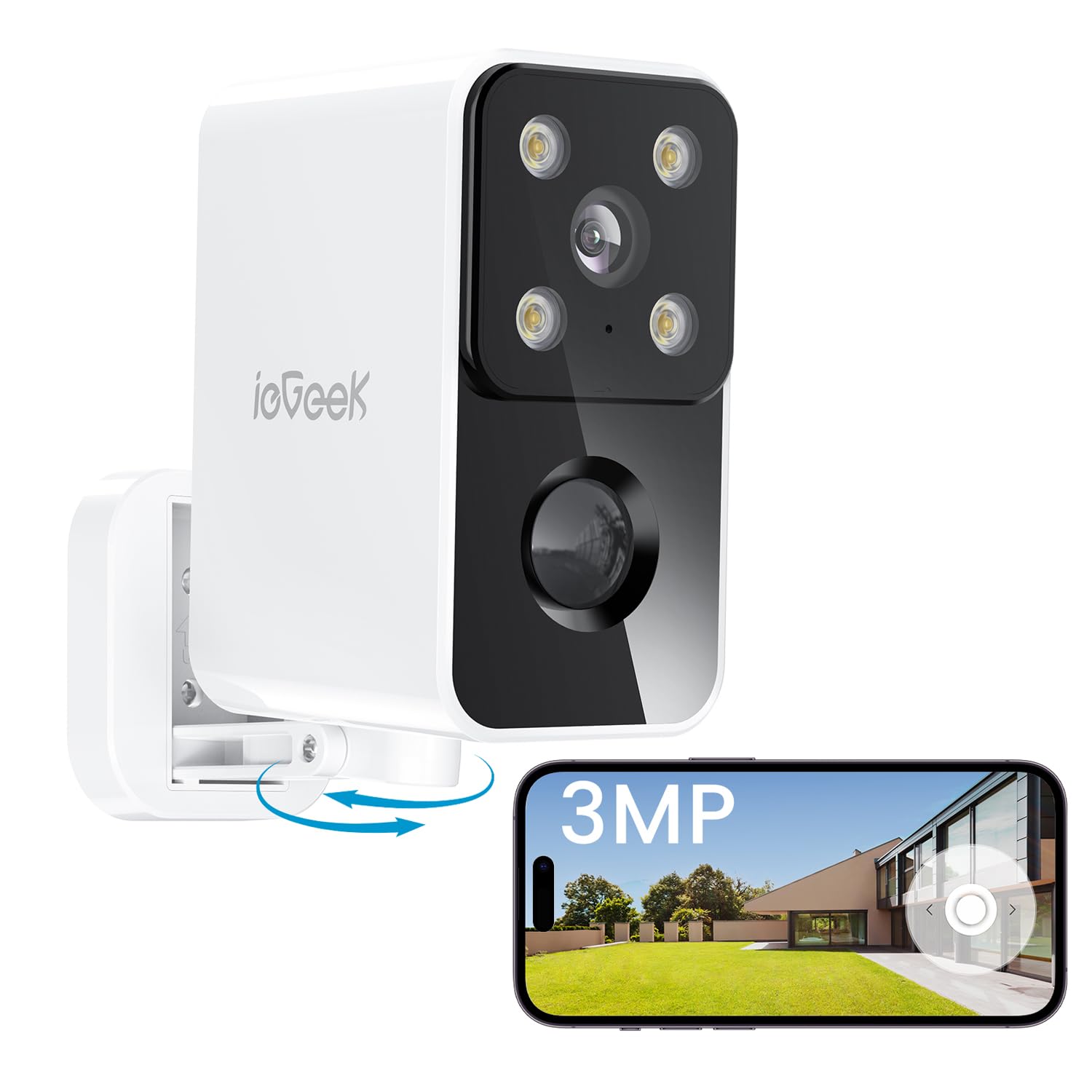 ieGeek 2k Security Camera Outdoor Wireless with Pan Rotating 180°