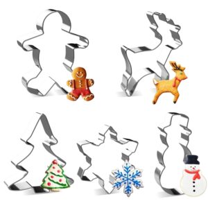 Christmas Cookie Cutter Set - Joyoldelf 5 Piece Stainless Steel Snowflake
