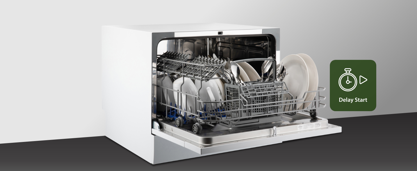 Willow WTTD6W 55cm Tabletop Dishwasher with Delay Start Function