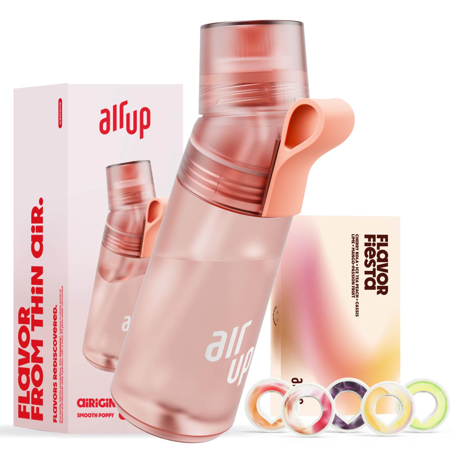 AIR UP® water bottle Gen2 original starter set with pods in 5 flavours I 600ml drinking bottle with sugar-free flavouring I dishwasher-safe