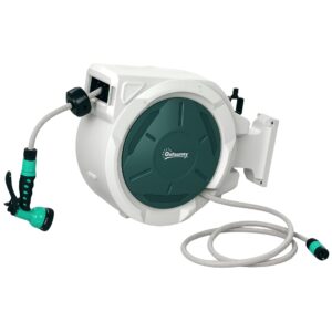 Outsunny Retractable Hose Reel Wall Mounted