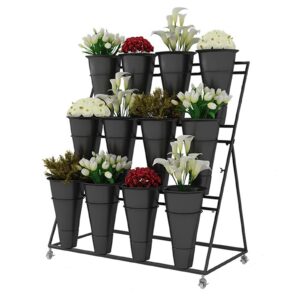 Florist 3-tier Flower Display Stand with 12 Buckets