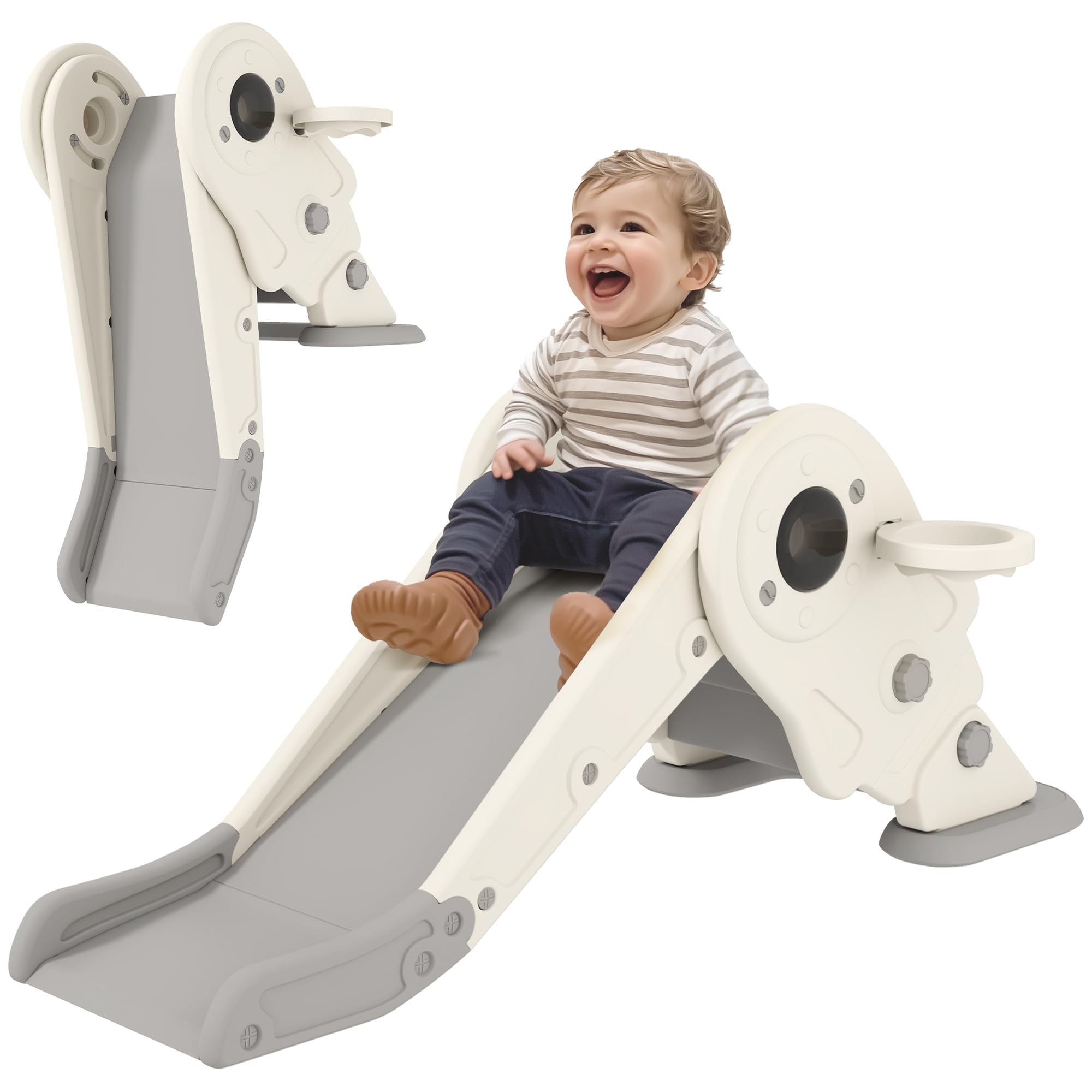 AIYAPLAY Kids Slide with Basketball Hoop