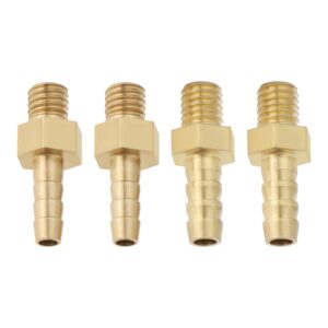 LT Easiyl 4PCS Brass Barb Hose Tail Connector Metric M5x0.8-3mm and M5x0.8-4mm for Pond Pool Hose Pipe Adapters Hose Barb Tail Connector Male Thread Pipe Fitting Gold