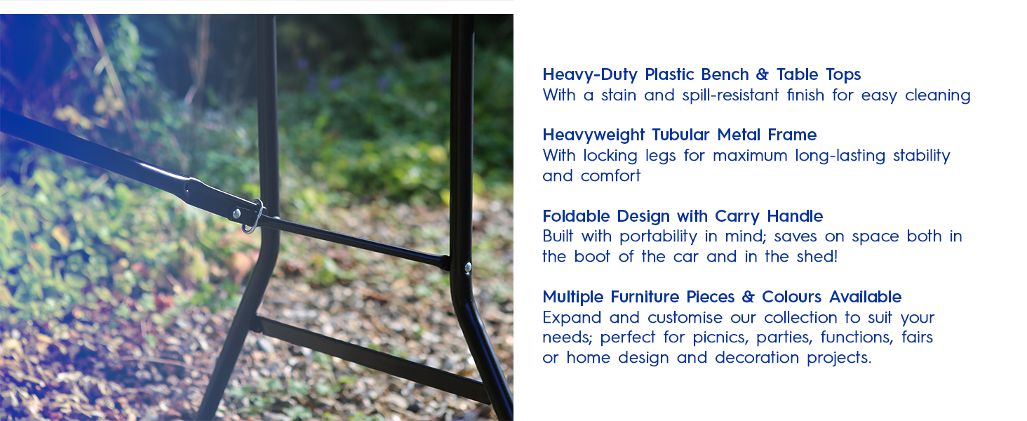 for Harbour Housewares Black Folding Picnic Table and Bench