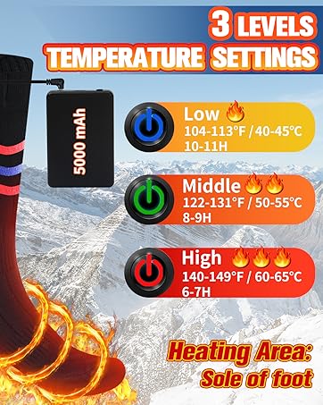 Heated Socks Unisex Electric Socks Rechargeable Foot Warmers Heating Socks for Men Women Christmas