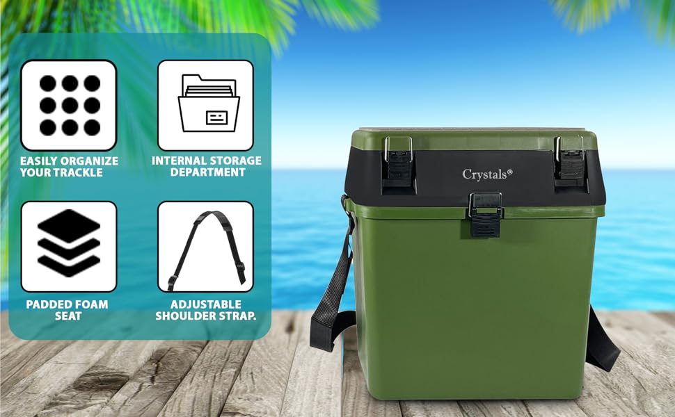 Fishing tackle box with padded seat