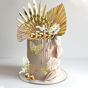 Gold Cake Decoration Gold Balls Cake Decoration Gold Palm Leaves Cake Topper