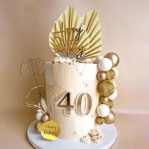 Gold Champagne Cake Decoration Gold Balls Cake Decoration Gold Palm Leaves Cake Topper