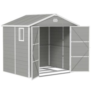 Outsunny 8 x 6ft Plastic Garden Storage Shed with Foundation Kit