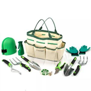 Crystals Garden Tools Set - 11 Pieces Gardening Hand Tools Set with Storage Bag - Gardening Gifts for Women & Men - Garden Multi Tools Gift Set for Gardening Lovers