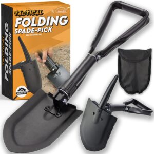 Xtremeauto Military Folding Shovel – 23'' Compact High-Carbon Steel Survival Shovel with Pick