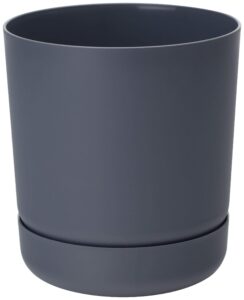 Home Garden Ornaments Classy Anthracite Plant Pots Indoor 15cm Diameter - Plastic Plant Pot with Integrated Plant Saucer - Flower Pots Outside - Flower Pot with Drainage Holes (Ø15cm