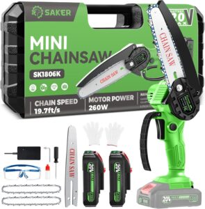 Saker Electric Mini Chainsaw 6 Inch Cordless Handheld Chainsaw Battery Powered Saw Suitable for Cutting Wood Trimming