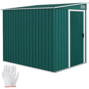 Outsunny 7 x 5FT Galvanised Metal Garden Shed with Foundation