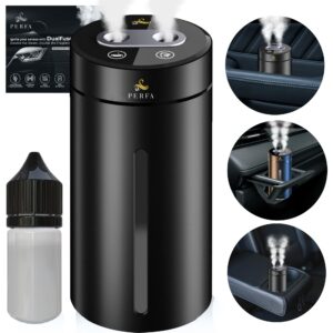 Smart and Rechargeable Car Diffuser | Sleek Designed Mini Humidifier with Nano Atomization Technology | Double Steam Release | Futuristic Design | Enhanced Portable Car Diffuser by Perfa