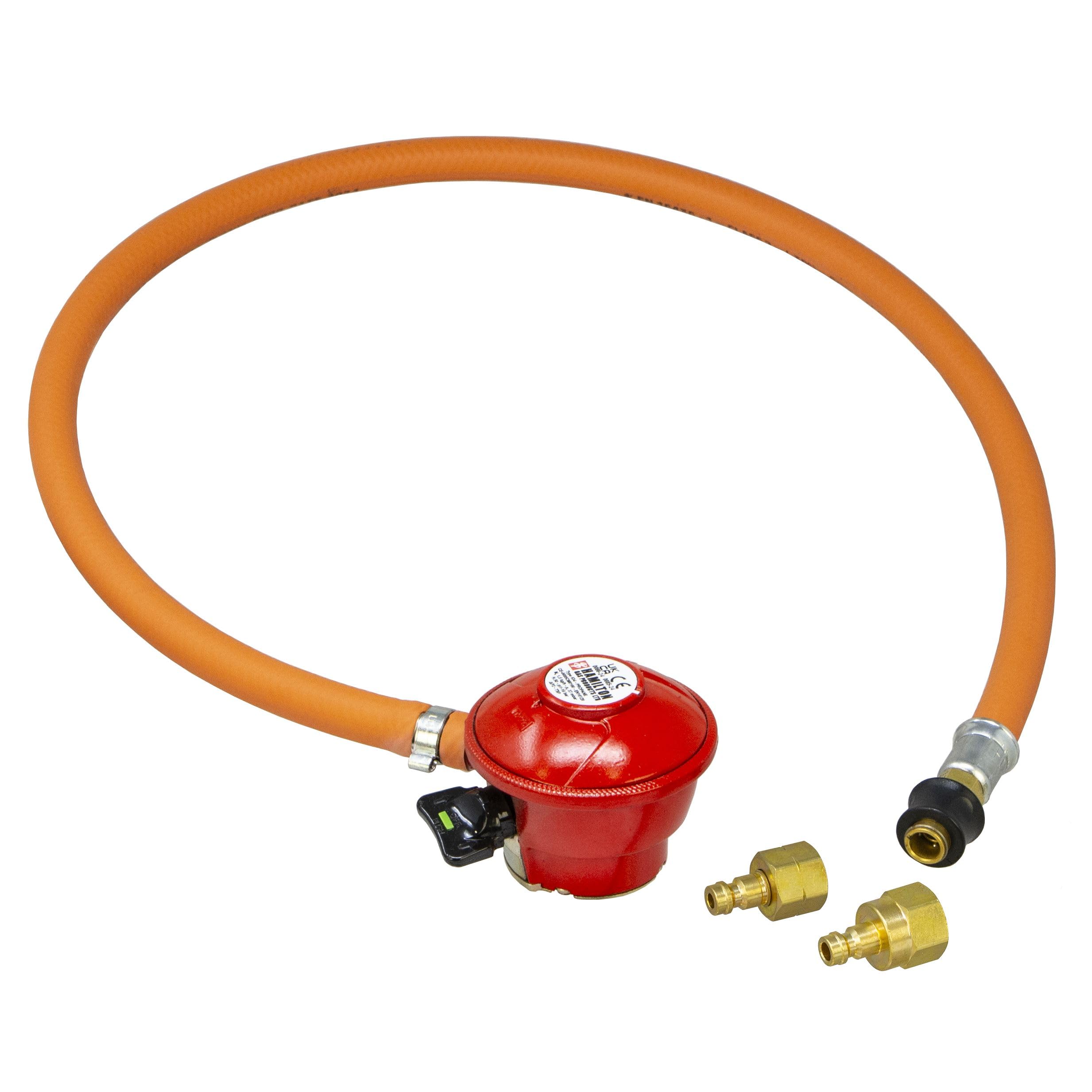 Hamilton Gas Products Universal 27mm Patio Gas Propane Clip-On BBQ Hose-0.85M | Quick Release | Suitable for use with Portable Gas BBQ's & Camping Grills | Regulator Approved to EN16129 | Camp & Home