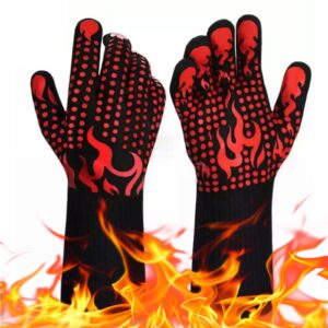 800 ℃/1472℉ Heat Resistant Gloves Silicone Non-Slip Oven Mitts Grilling Long Kitchen Gloves for Grilling
